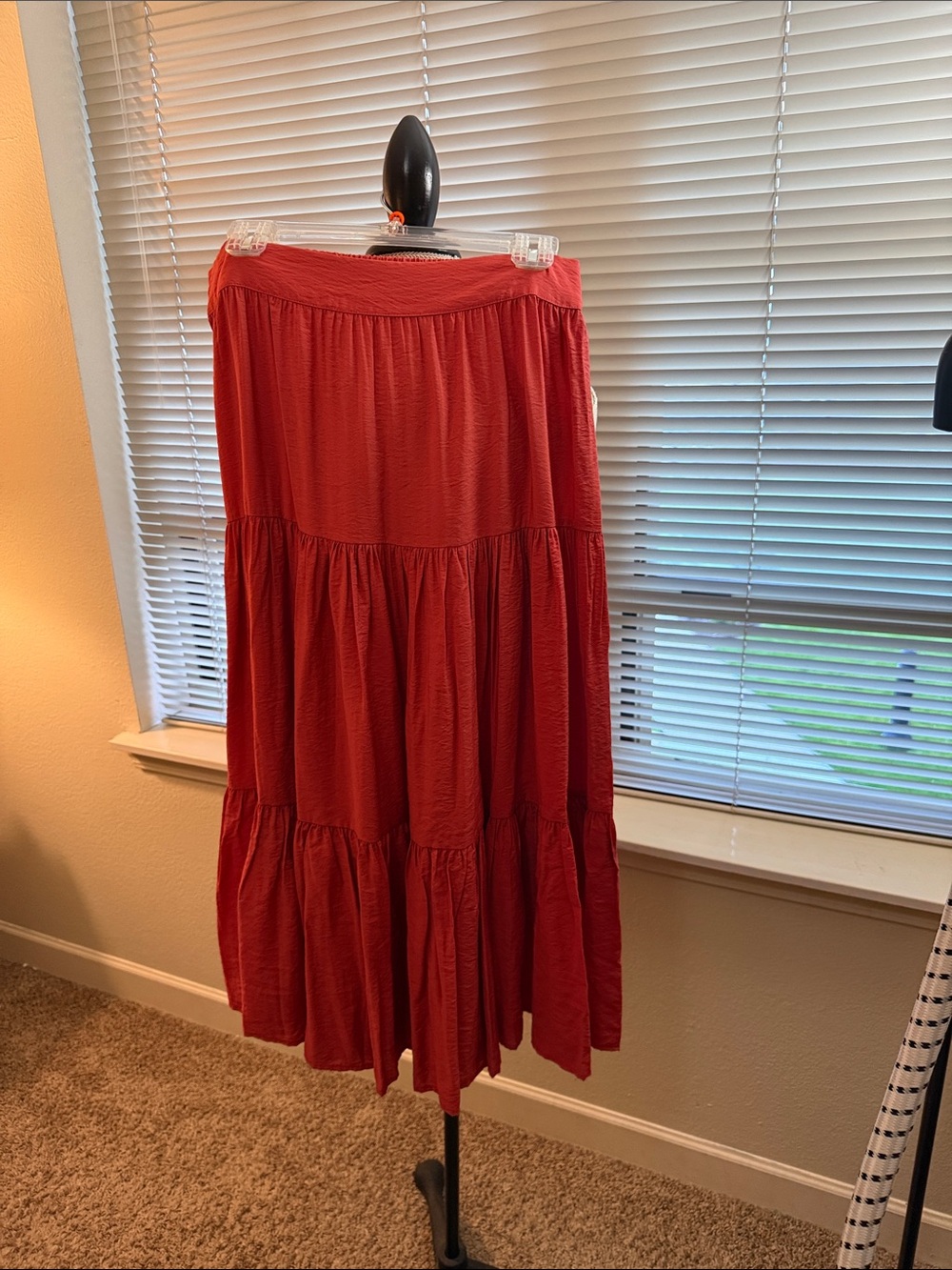 LC Lauren Conrad Tiered Rust Orange A-Line Skirt
